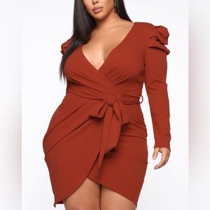 NWT Rust Fashion Nova Demure Rust Wrap Dress size 2X